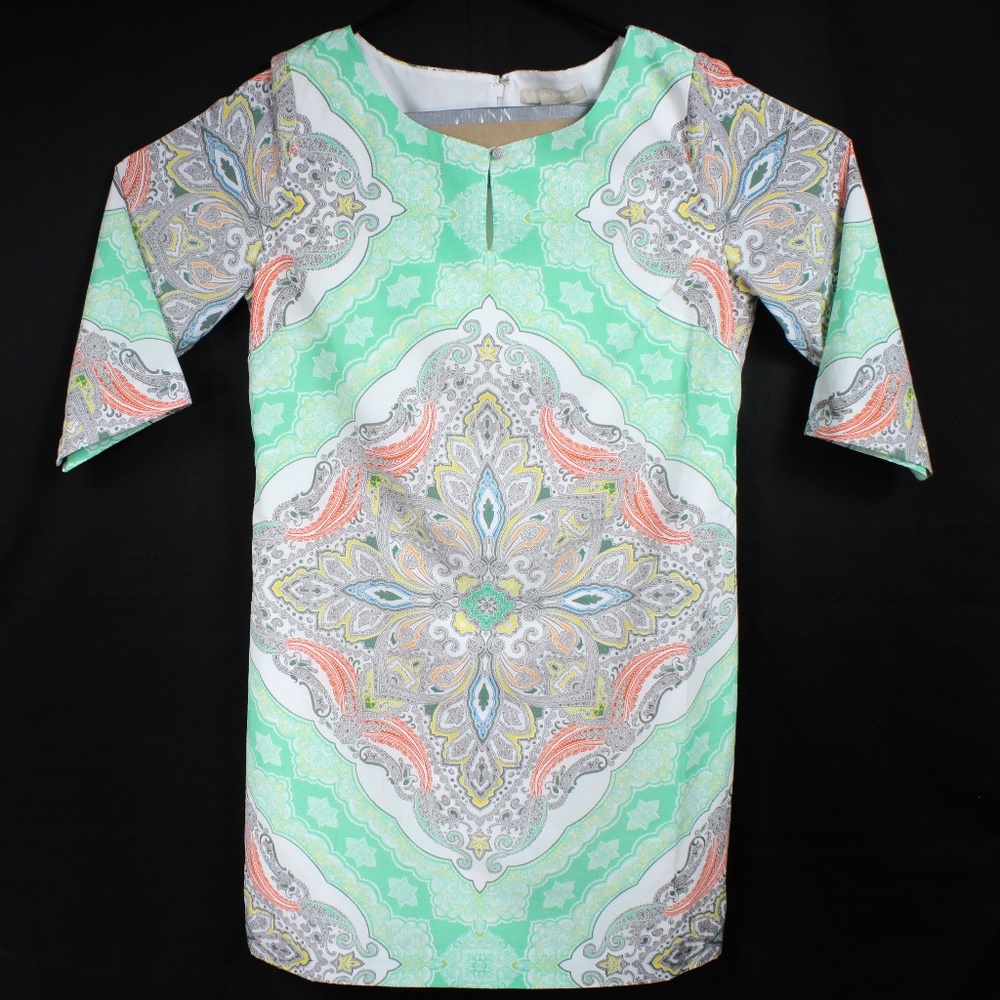 Cute Paisley Green Ivory Yellow Gray Paisley Shift